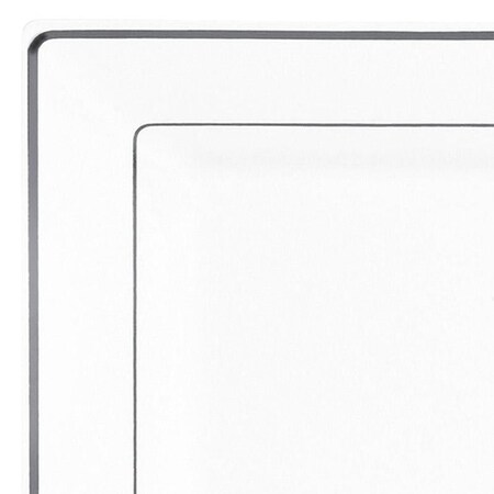 Smarty Had A Party 9.5" White with Silver Square Edge Rim Plastic Dinner Plates (120 Plates), 120PK 519S-CASE